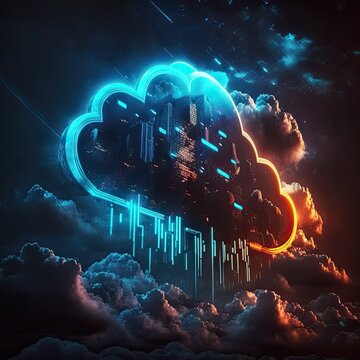 Cloud computing technology and data connect background.Generative AI