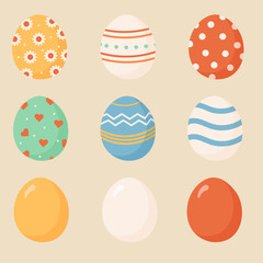 Vector illustration of nine eggs
