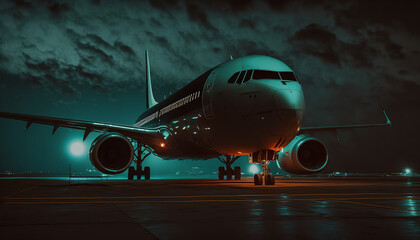 Fototapeta premium Passenger Jet in the night
