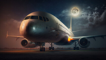 Passenger Jet in the night