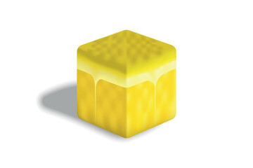 Realistic 3D cube fruit, lemon.
