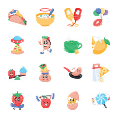 Collection of Meal Flat Stickers 

