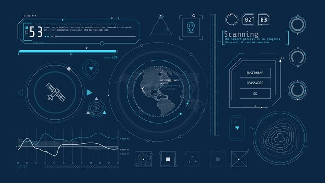 Animated infographics on the theme of satellite communications.