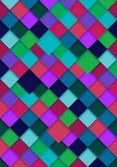 Colorful mosaic geometric cover design with rhombus.