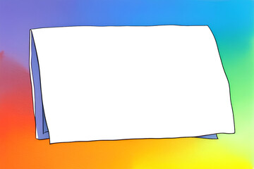 Fototapeta premium a sheet of folded paper on a bright watercolor background. Place for your text, a transparent piece of paper. generative AI