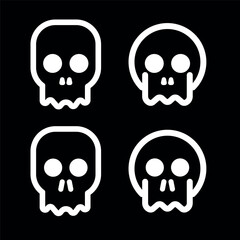 Skulls and crossbones. Skulls with cross icon collection isolated on white background. Death logo, symbol, sign. pirate symbol. Vector graphic. 
