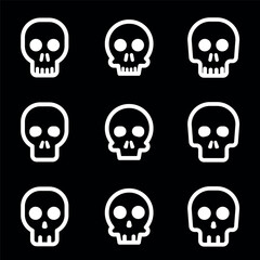 Skulls and crossbones. Skulls with cross icon collection isolated on white background. Death logo, symbol, sign. pirate symbol. Vector graphic. 