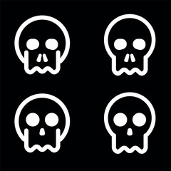 Skulls and crossbones. Skulls with cross icon collection isolated on white background. Death logo, symbol, sign. pirate symbol. Vector graphic. 