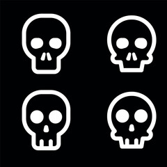Skulls and crossbones. Skulls with cross icon collection isolated on white background. Death logo, symbol, sign. pirate symbol. Vector graphic. 