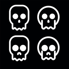 Skulls and crossbones. Skulls with cross icon collection isolated on white background. Death logo, symbol, sign. pirate symbol. Vector graphic. 