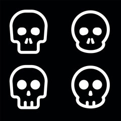 Skulls and crossbones. Skulls with cross icon collection isolated on white background. Death logo, symbol, sign. pirate symbol. Vector graphic. 