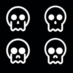 Skulls and crossbones. Skulls with cross icon collection isolated on white background. Death logo, symbol, sign. pirate symbol. Vector graphic. 