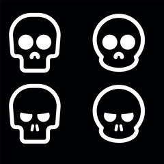 Skulls and crossbones. Skulls with cross icon collection isolated on white background. Death logo, symbol, sign. pirate symbol. Vector graphic. 