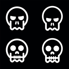 Skulls and crossbones. Skulls with cross icon collection isolated on white background. Death logo, symbol, sign. pirate symbol. Vector graphic. 