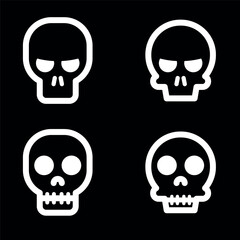 Skulls and crossbones. Skulls with cross icon collection isolated on white background. Death logo, symbol, sign. pirate symbol. Vector graphic. 