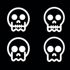 Skulls and crossbones. Skulls with cross icon collection isolated on white background. Death logo, symbol, sign. pirate symbol. Vector graphic. 