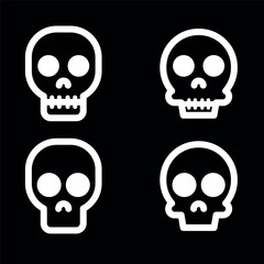 Skulls and crossbones. Skulls with cross icon collection isolated on white background. Death logo, symbol, sign. pirate symbol. Vector graphic. 