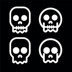 Skulls and crossbones. Skulls with cross icon collection isolated on white background. Death logo, symbol, sign. pirate symbol. Vector graphic. 