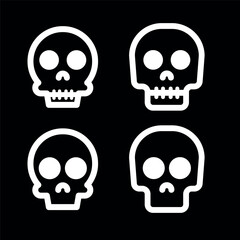 Skulls and crossbones. Skulls with cross icon collection isolated on white background. Death logo, symbol, sign. pirate symbol. Vector graphic. 