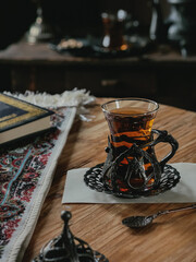 A cup of tea as takjil or ifthar or berbuka in Ramadhan mont