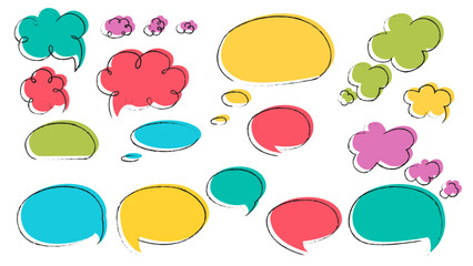 Think talk speech bubbles. Vector blank empty speech bubbles vector illustration, Vector of speech bubbles collection