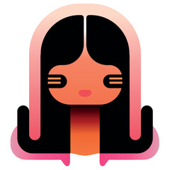 female icon in orange pink over white