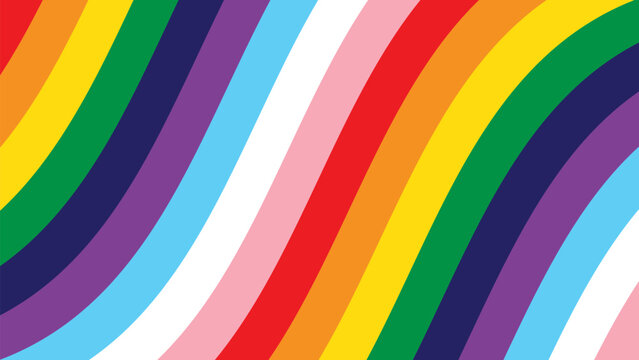 LGBTQ Pride Rainbow Background. LGBTQIA+ Gay Pride Rainbow Flag Background. Stripes Pattern Vector Background with Progress Pride Flag Colors. Stock Vector Illustration.