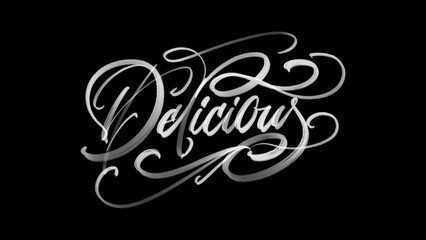 Delicious in hand lettering black and white style