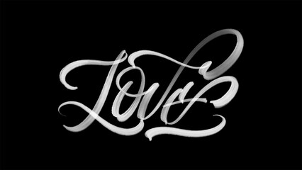 Love in hand lettering black and white style