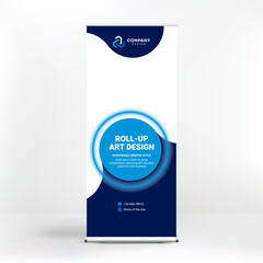 Geometric design, roll-up, creative blue background, template for photo and text placement, presentations