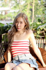 Naklejka premium Girl in The Vintage House