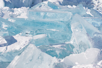 Pieces of ice on Lake Baikal, Russia, Irkutsk region