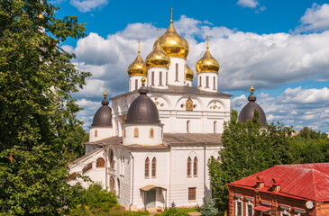 Fototapeta na wymiar Dmitrov, Russia. Cathedral of the Assumption of the Blessed Virgin Mary on the territory of the Dmitrievsky Kremlin.