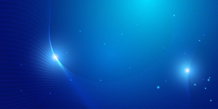 Futuristic technology background.  Blue line wave light screen abstract illustration.