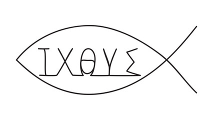 Christian fish symbol. Ictus. Vector illustration