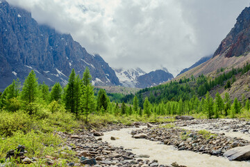 Fototapeta na wymiar Aktru river valley in Altay