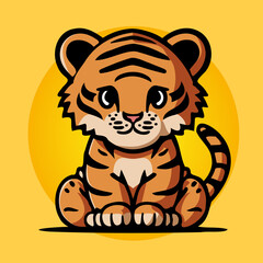 Fototapeta premium Tigre mignon dessin cartoon