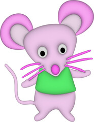3d pink cute mouse