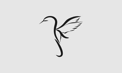 Line art flying bird logo design