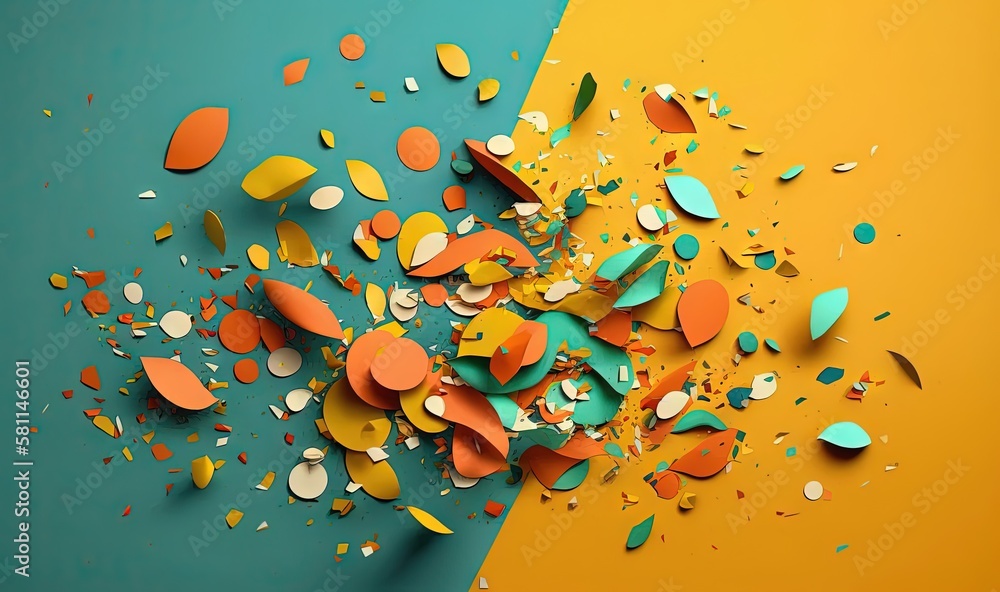 Aufkleber a colorful background with confetti and confetti on the left and on the right side of the image are 
