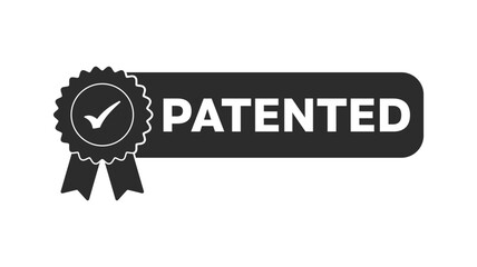 Patented icon. Black and White rounded vector stamp of a patent. isolated Patent certificate sign. suitable for Patented products or Patented technology, formulas. EPS 10