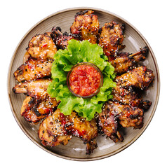 Baked barbecue chicken wings with white sesame