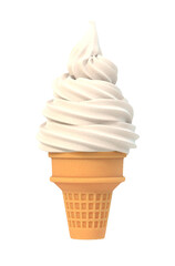 Vanilla soft ice icecream in waffle cone, png clipart isolated on transparent background