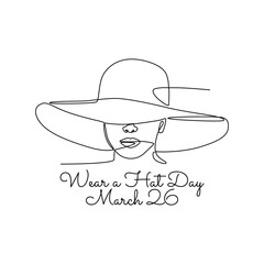 single line art of wear a hat day good for wear a hat day celebrate. line art. illustration.