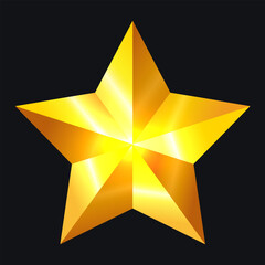 Golden Star. Vector gold star isolated on black background.