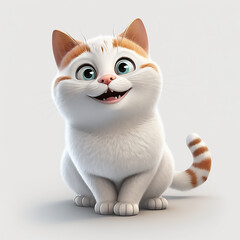 Happy cute cat 3d. Generative AI.