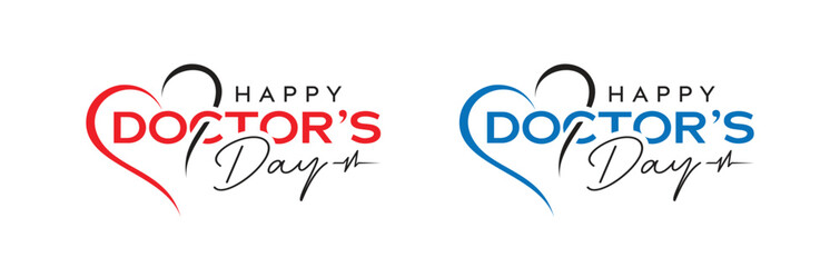 World, international, or national happy Doctor's Day flat vector logo design, Love with doctors day letter logo 