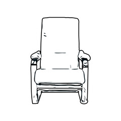 Black and white sketch of a chair with transparent background