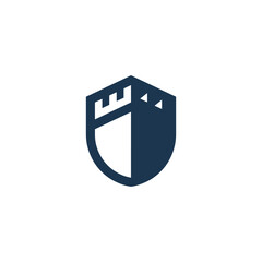 Shield Castle Logo Design Vector illustration template