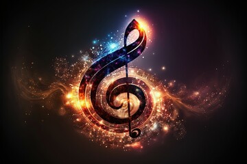 modern musical background with sparkling notation generative ai